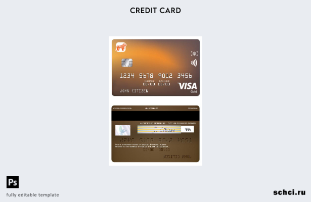 скачать в цифровом формате шаблон карты Visa Gold Bank of Georgia в Грузии